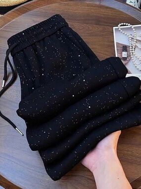 Starry Sky Elastic Waist Loose Straight Wide Leg Pants Fall Cloth